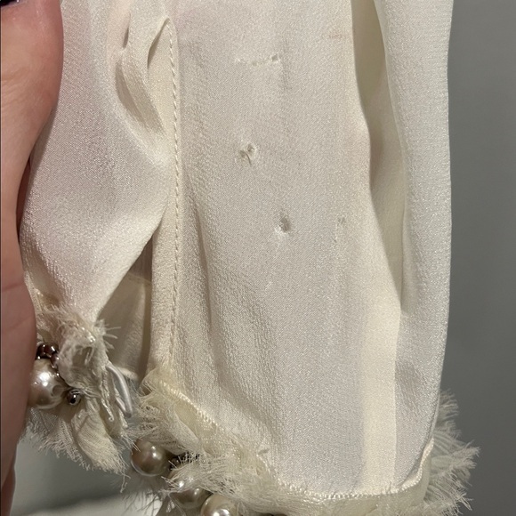 Alice + Olivia White Blouse with Pearl and Silver Accents - Picture 5 of 5